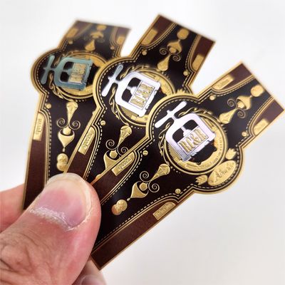 Персонализированные логотипы, напечатанные золотым тиснением, рельефные самоклеящиеся наклейки, кольца для сигар, этикетки