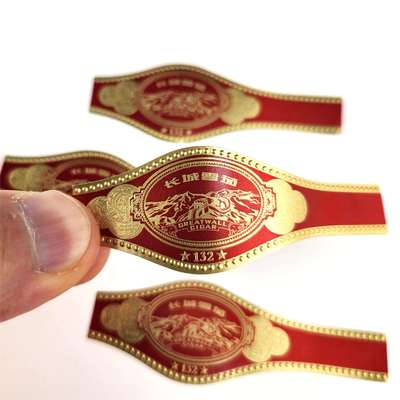 Хорошая цена Custom Round Rectangular Oval Cigar Band Label with Gold Foil Stamping and Embossed Design онлайн