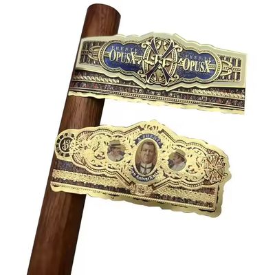 Хорошая цена ISO9001 Certified Waterproof Eco-friendly Cigar Label Adhesive Sticker with Gold Foil 3D Embossed Customized Shape онлайн